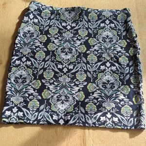 Ann Taylor Factory Navy and Green Patterned Pencil Skirt